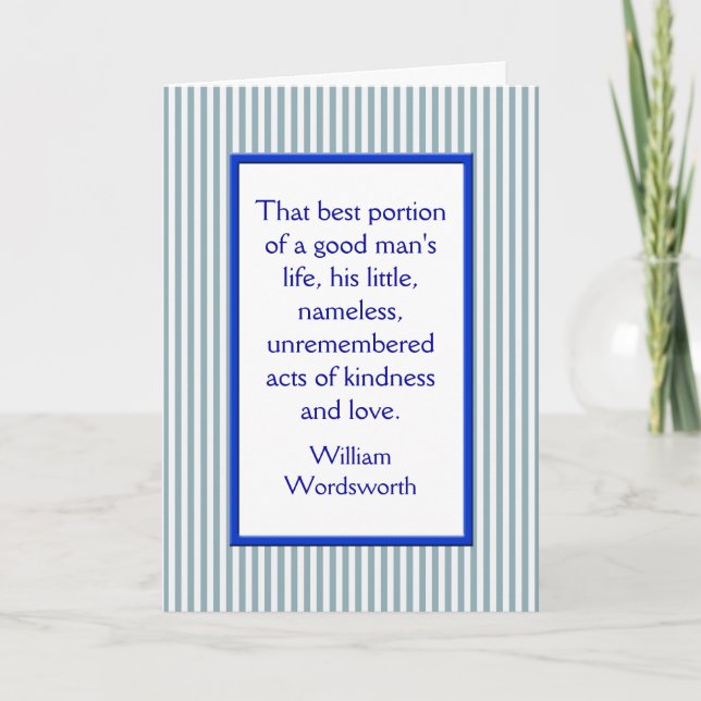 Father's Day Card, A Good Man Blue White Stripe Card (Front)