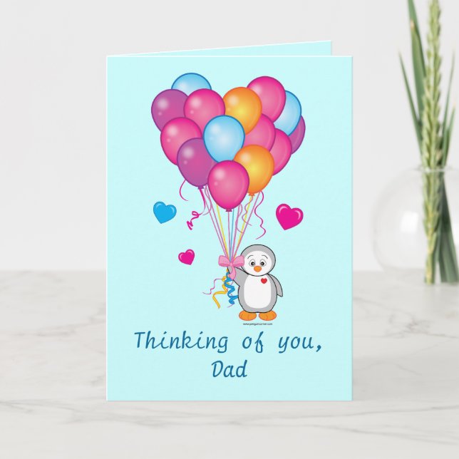 Father's Day Card: Balloons, Hearts, and Penguin Card (Front)