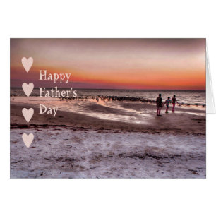 Father's Day Card Beach Sunset & Children