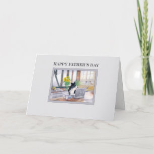 Fathers Day card - Border Collie dog on his laptop