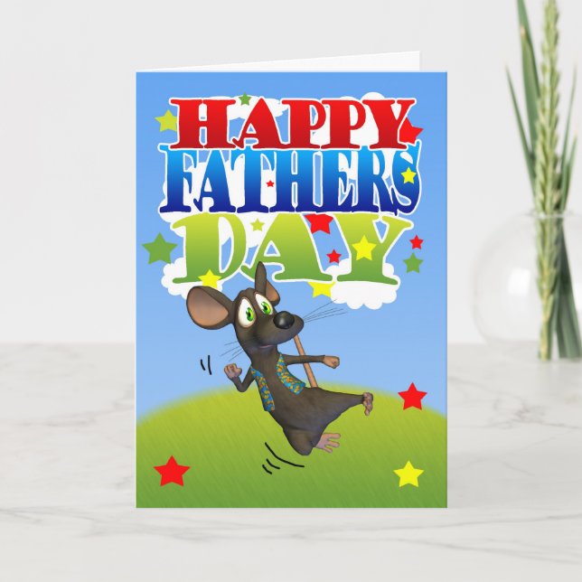 Father's Day Card cute mouse cheering (Front)