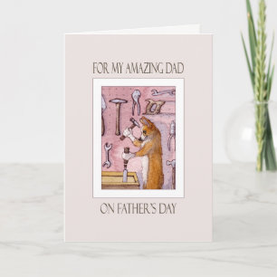 Father's Day card, Dad, Corgi dog in his workshop Card