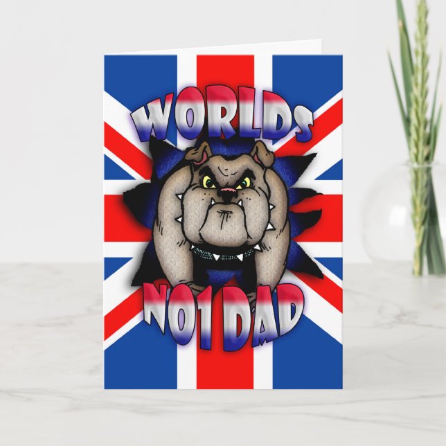 Father's Day Card Dad, with British Bulldog and UK (Front)