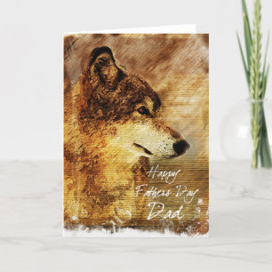 Father's Day Card for Dad with Wolf Illustration