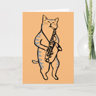 FATHER'S DAY CARD JAZZ CAT SAXOPHONE CARD