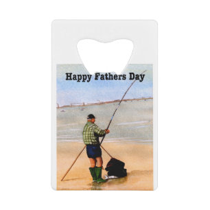 Fathers day card Sea fishing on the beach