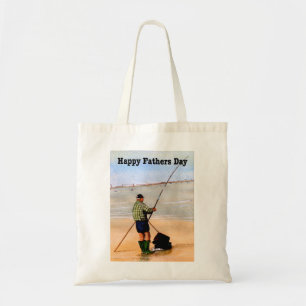 Fathers day card Sea fishing on the beach Tote Bag