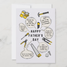 Father's Day Card Tool Kit Illustration And Quotes