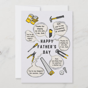 Father's Day Card Tool Kit Illustration And Quotes