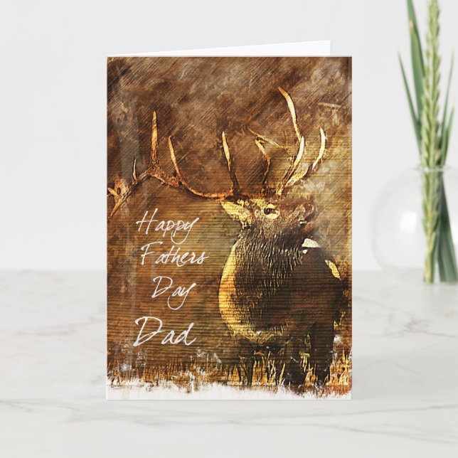 Father's Day Card with a Bull Elk Illustrationtio (Front)