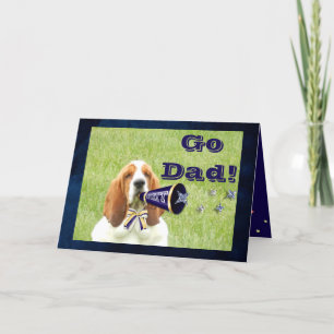 "Father's Day" Card with Basset Hound Cheerleader