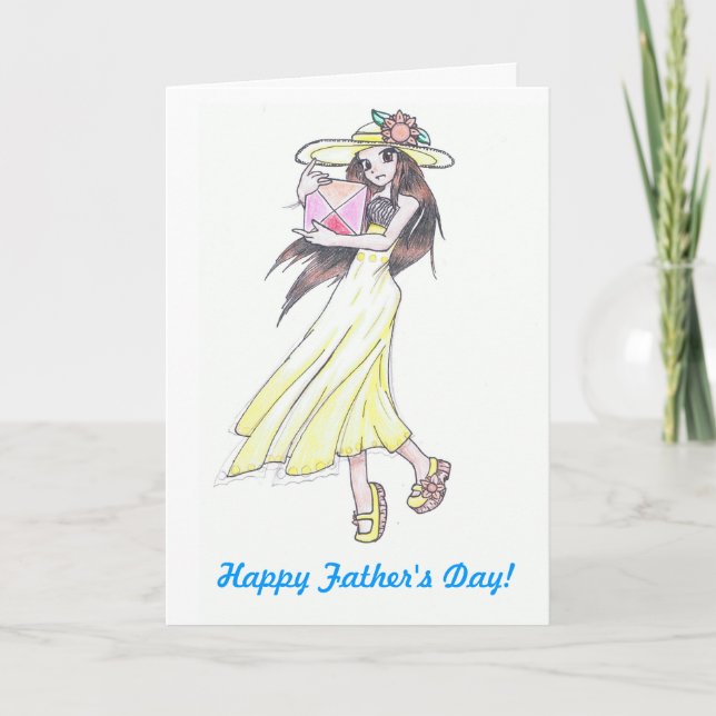 father's day card with girl in yellow sundress (Front)