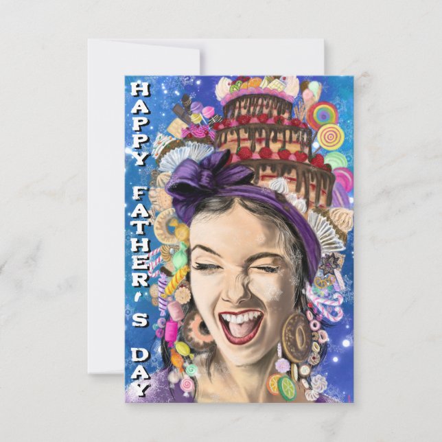 Father's Day Card with Happy Woman - Funny (Front)