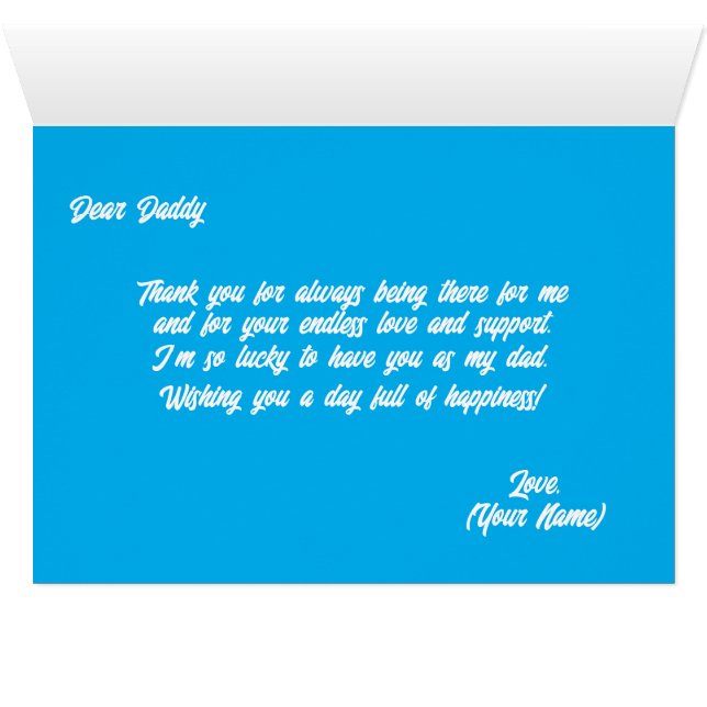 Father's Day Card with Personalised Message, Blue (Inside Horizontal (Bottom))