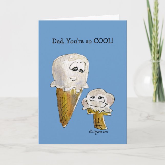 Father's Day Cartoon Ice Cream Cones Greeting Card (Front)