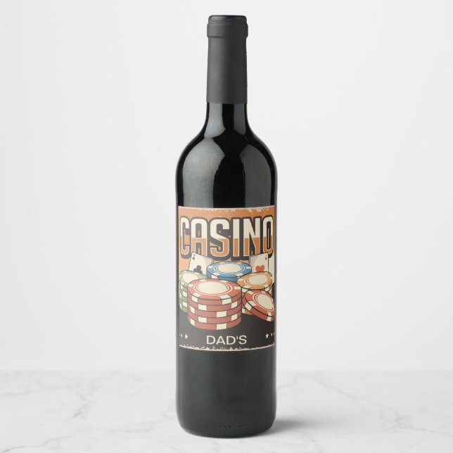 Fathers Day Casino Poker Chips Wine Label (Front)