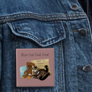 Fathers Day Cat 15 Cm Square Badge