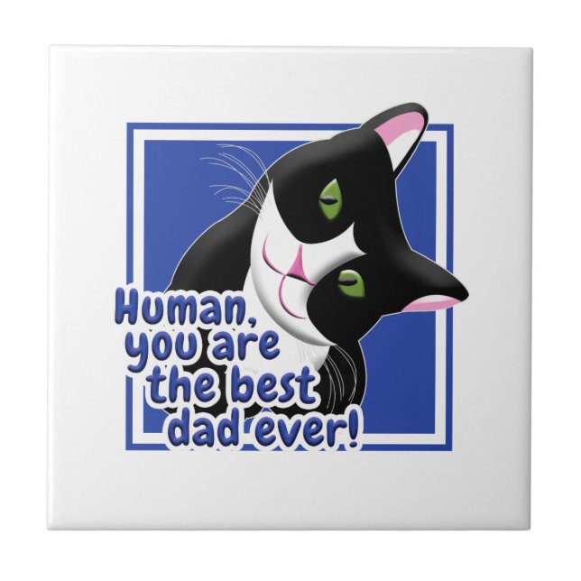 Father's Day Cat Ceramic Tile (Front)