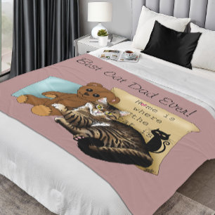 Father's Day Cat Fleece Blanket