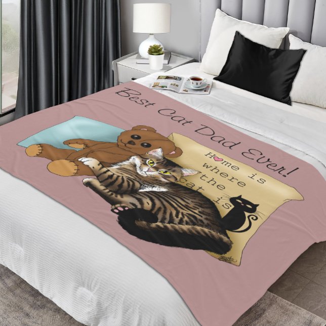 Father's Day Cat Fleece Blanket (Creator Uploaded)