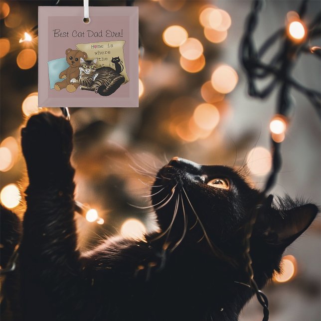 Father's Day Cat Glass Tree Decoration (Creator Uploaded)