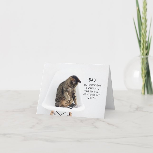 Father's Day Cat on Phone From Daughter Card (Front)