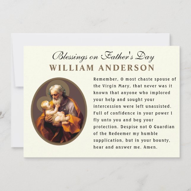 Father's Day Catholic Memorare Prayer Card (Front)