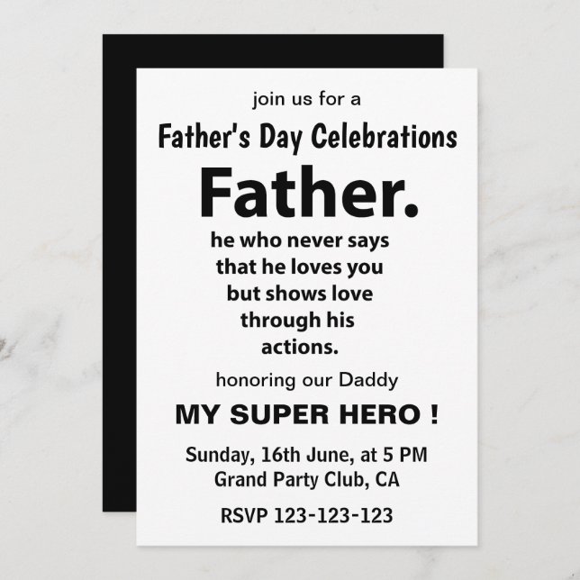 Fathers Day Celebrations Party  Invitation (Front/Back)