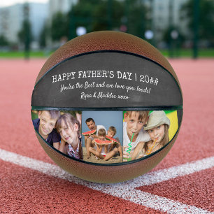 Fathers Day Chalkboard 3 Photo Names and Year Basketball