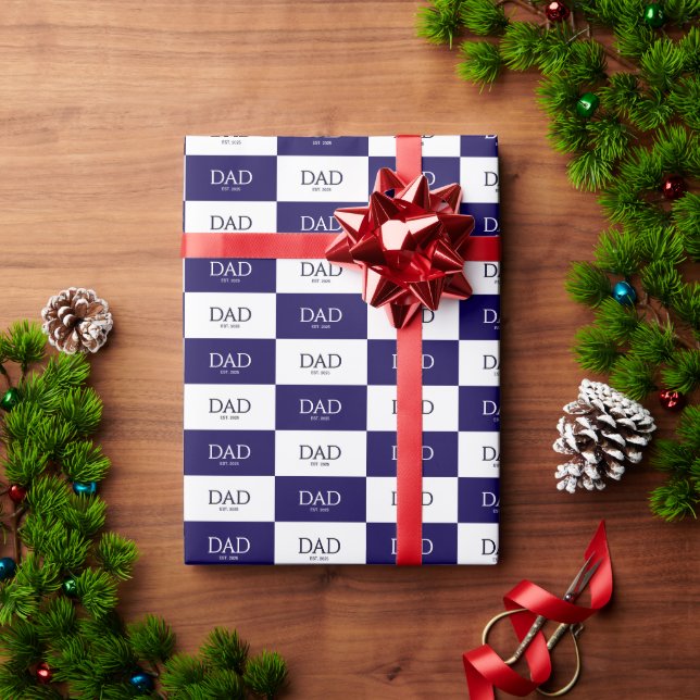 Fathers Day Classic Caps Dad Established  Wrapping Paper (Holiday Gift)
