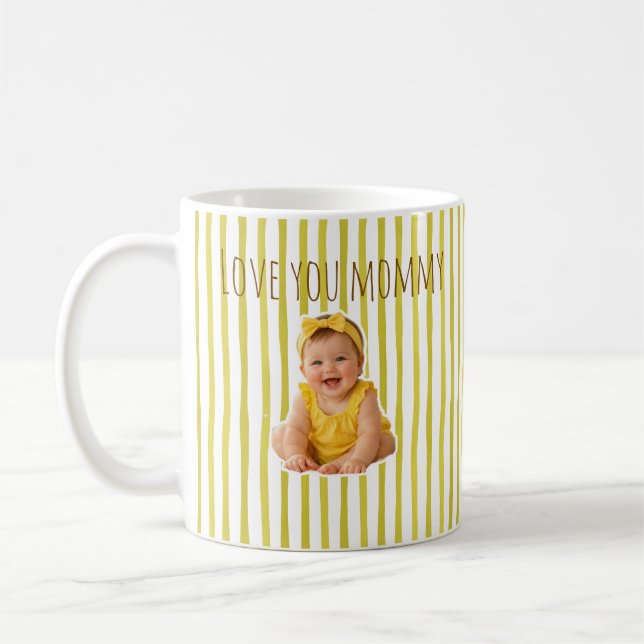 Father's Day Coffee Mug With Cute Yellow Stripes (Left)