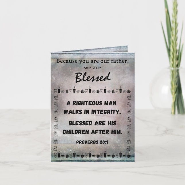 Father's Day Coffee & Scripture Rustic Tuscan  Holiday Card (Front)