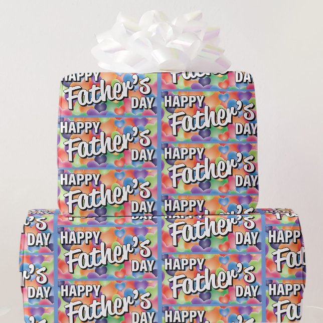 Father's Day Colourful Heart Toss Fun Gift Wrapping Paper (Creator Uploaded)