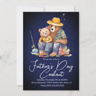 Father's Day Cookout Bear Fishing Picnic Party Invitation