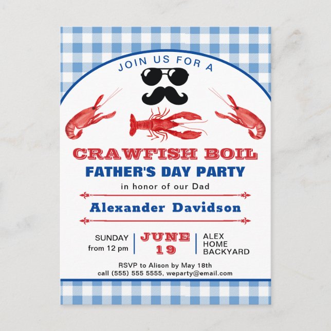 Father's Day Crawfish Boil Simple Photo Invitation Postcard (Front)