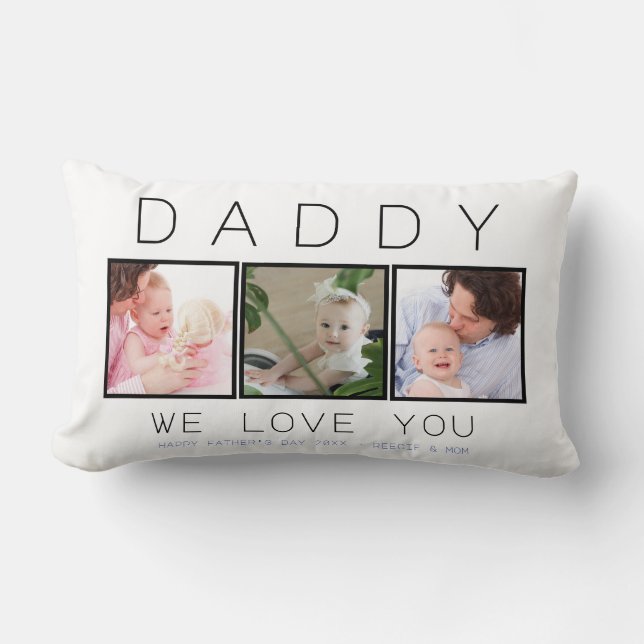 Father's Day Custom 3 Photo Lumbar Cushion (Front)
