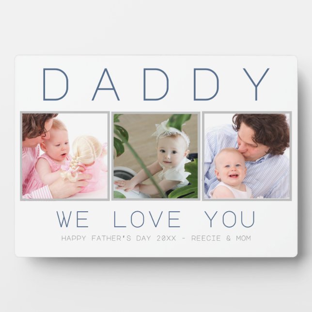 Father's Day Custom 3 Photo Plaque (Front)