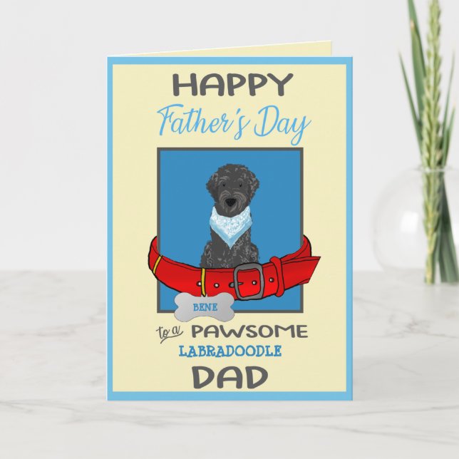 Fathers Day Custom Card from Black Labradoodle (Front)