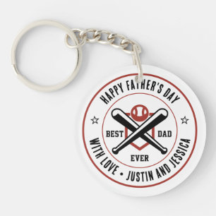 Father's Day Custom Name and Photo Baseball Dad Key Ring