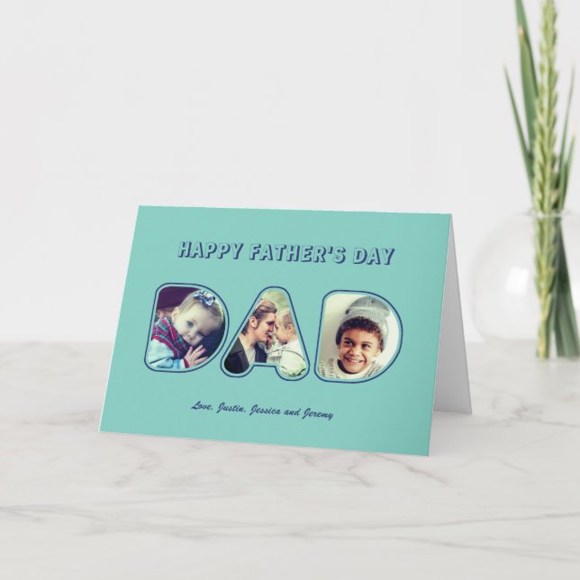 Father's Day Custom Photo Alphabet Letter Word Dad Holiday Card (Front)