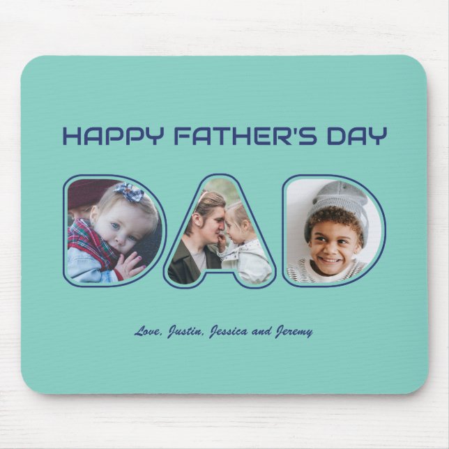 Father's Day Custom Photo Alphabet Letter Word Dad Mouse Pad (Front)