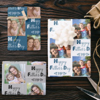 Fathers Day Custom Photo Blue Grey Set of 3