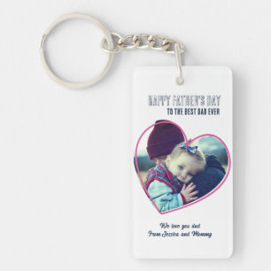 Father's Day Custom Photo Heart Frame Cool Dad Key Ring