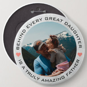 Father's Day Custom Photo Hearts 6 Cm Round Badge