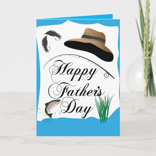 Fathers Day Customisable Fishing Family Photo Card (Front)
