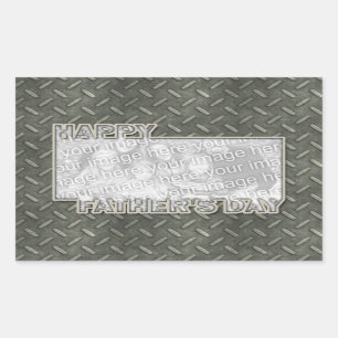 Fathers Day Cut Out ADD YOUR PHOTO Metal Grid Rectangular Sticker