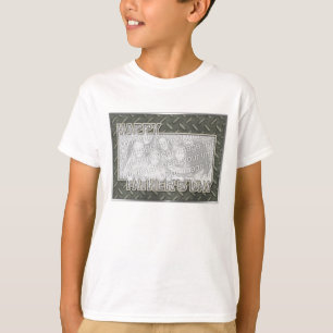 Fathers Day Cut Out ADD YOUR PHOTO Metal Grid T-Shirt