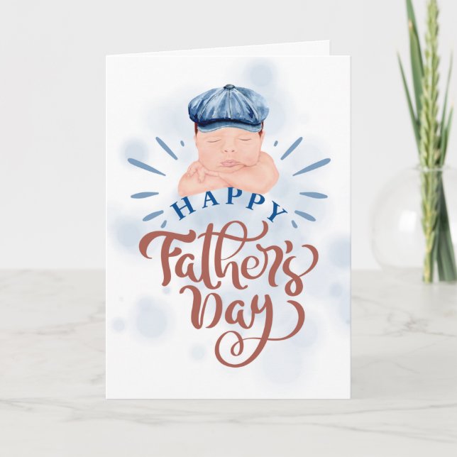 Father's Day Cute Baby in a Gatsby Beret Holiday Card (Front)