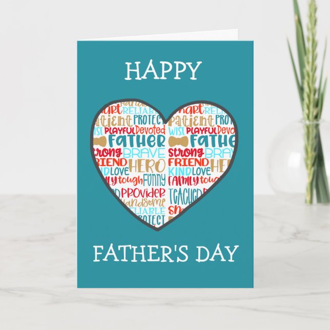 Fathers Day Cute Heart Holiday Card (Front)