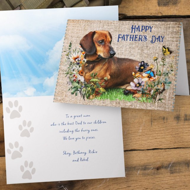 Fathers Day Dachshund Custom Message Card (Creator Uploaded)